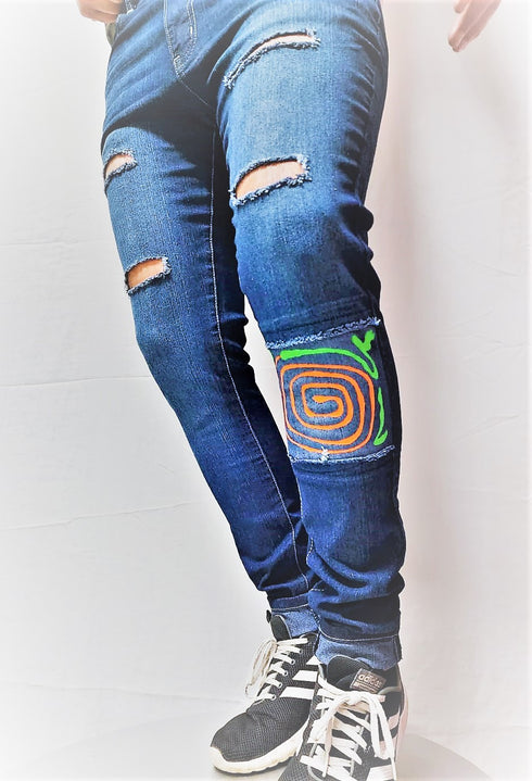 Men's YL Patched Skinny Fit Stretch Jean